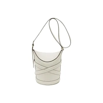 Alexander McQueen THE CURVE BAG Calfskin Bucket Bag, Shoulder Bag, Crossbody Bag Men's White