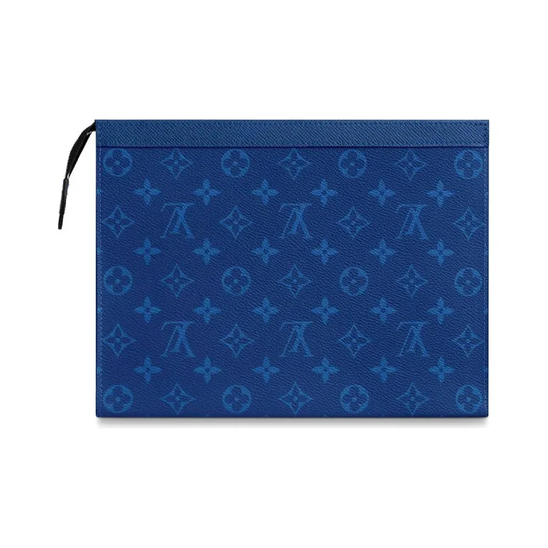LOUIS VUITTON Pochette Voyage Monogram Eclipse Taiga Leather Mm Pacific Blue-0