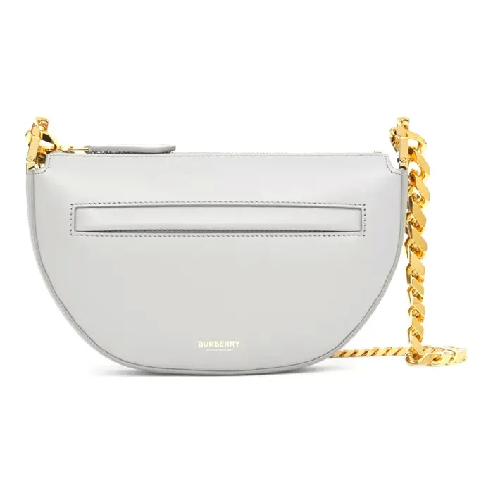 Burberry Olympia Leather Shoulder Bag Crescent Bag Shoulder Bag Handbag Mini Women's Gray-1