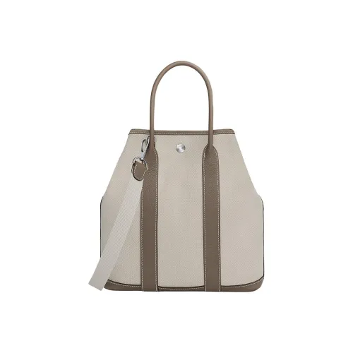 HERMES Garden Party Canvas With Negonda Calfskin Garden Bag Handbag Crossbody Bag Unisex Beton Etoupe White Gray