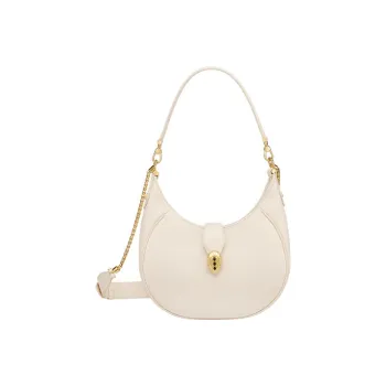 BVLGARI Serpenti Ellipse Cow Leather Shoulder Bag Crossbody Bag Women's Ivory White