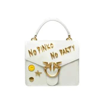 PINKO Cow Leather Bird Bag Swallow Bag Handbag Mini Women's White