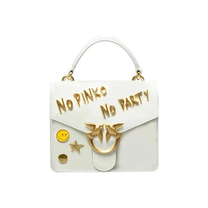 PINKO Cow Leather Bird Bag Swallow Bag Handbag Mini Women's White-0