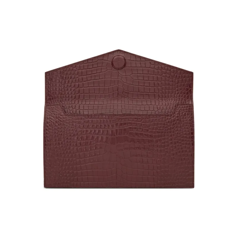 SAINT LAURENT UPTOWN Cow Leather Clutch Small Size Women's Deep Red-3
