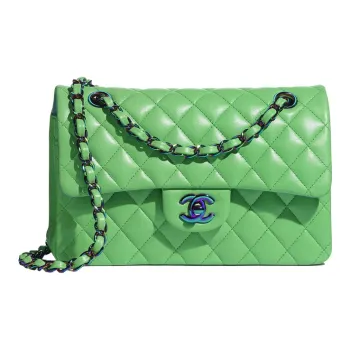 CHANEL Classic Flap CF Lambskin Shoulder Bag Crossbody Bag Medium Size Women's Green
