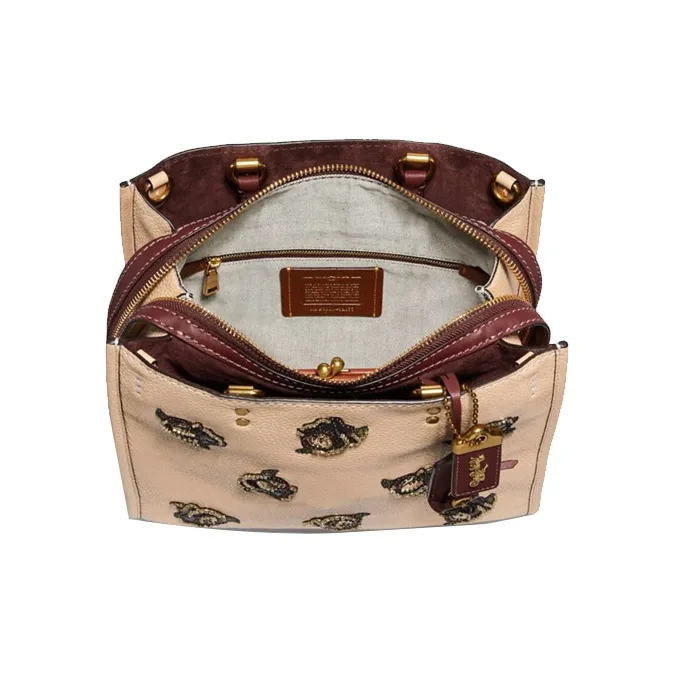 COACH Rogue Cow Leather Handbag, Shoulder Bag, Crossbody Bag Large Size Women's Nude-2