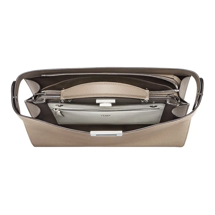 FENDI Peekaboo ISeeU Leather Tote, Shoulder Bag, Crossbody Bag, Handbag Medium Size Men's Beige-4