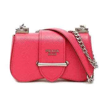PRADA Sidonie Saffiano Cow Leather Handbag Shoulder Bag Crossbody Bag Regular Women's Peach Pink