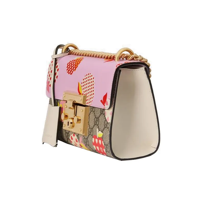 GUCCI Padlock Canvas With Leather Box Bag Shoulder Bag Crossbody Bag Small Size Women's Pink/Ebony-1