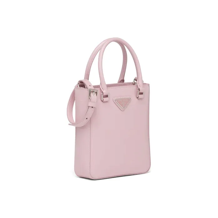 PRADA Leather Tote Bag Shopping Bag Handbag Small Size Women's Pink-1
