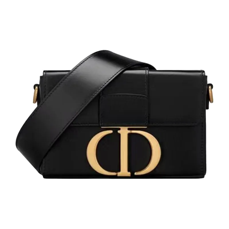DIOR 30 Montaigne Collection Cow Leather Box Bag, Shoulder Bag, Crossbody Bag Women's Black-0