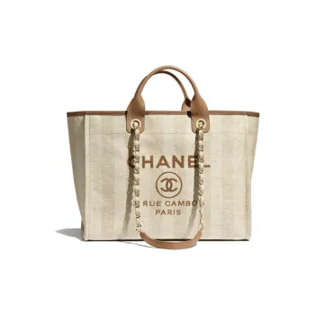 CHANEL Calfskin Tote Bag, Shopping Bag, Shoulder Bag, Handbag Women's Beige