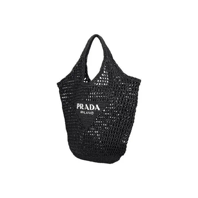 PRADA Nylon Fabric Handbag, Tote Bag, Shopping Bag Regular Unisex Black-1