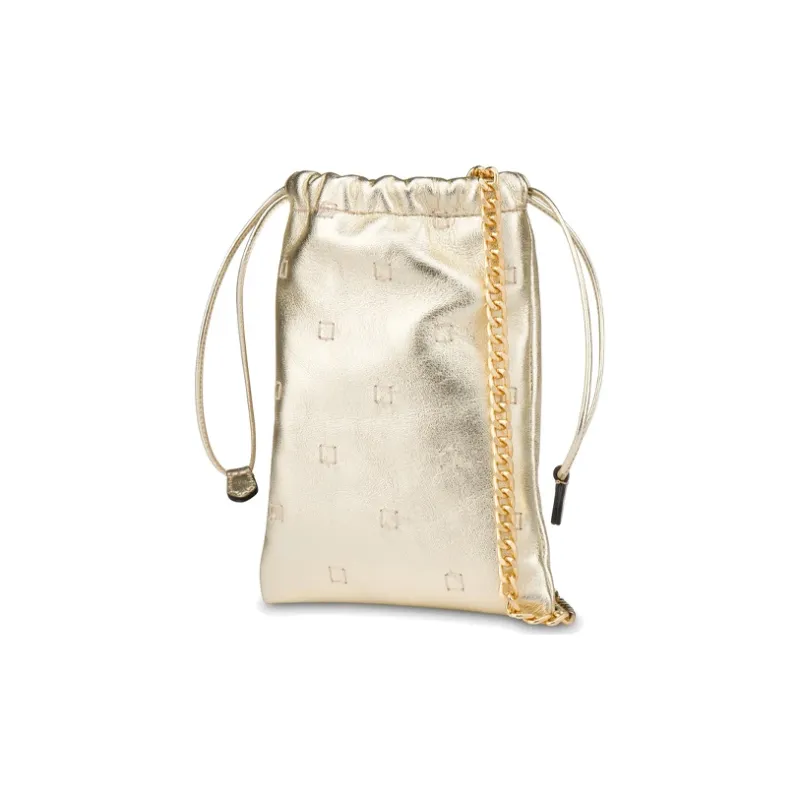 MOSCHINO Nappa Leather Cell Phone Pouch Shoulder Bag Crossbody Bag Mini Women's Gold-1