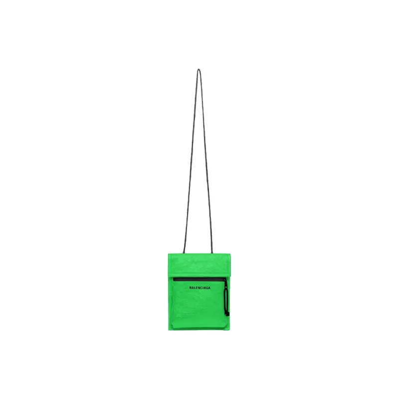 Balenciaga Grain Cow Leather One Shoulder Handbag Small Size Men's Neon Green-2