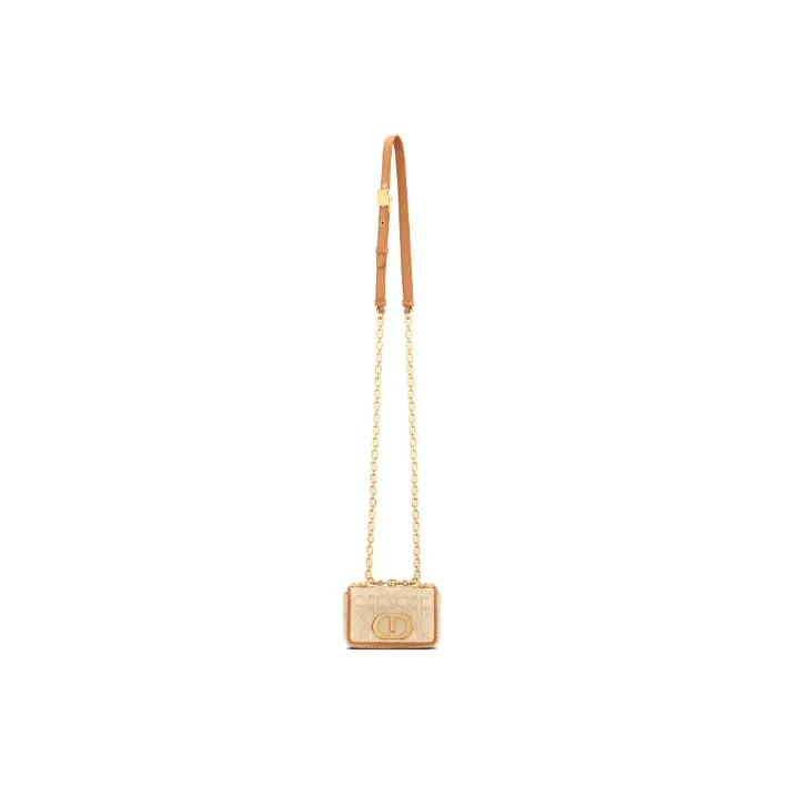 DIOR Caro Leather Crossbody Bag Extra Mini Women's Gold-4