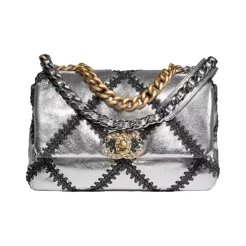 CHANEL 19Bag Lambskin Shoulder Bag, Crossbody Bag Women's Silver