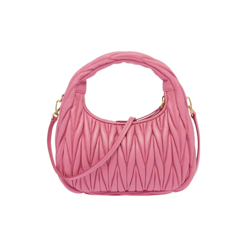MIU MIU Wander Series Soft Sheep Leather Hobo Shoulder Bag Regular Women's Begonia Pink-2