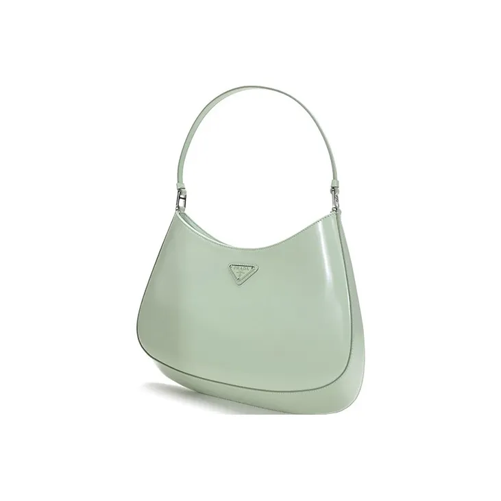 PRADA Leather Crescent Bag, Shoulder Bag, Handbag Women's Aqua Green-1