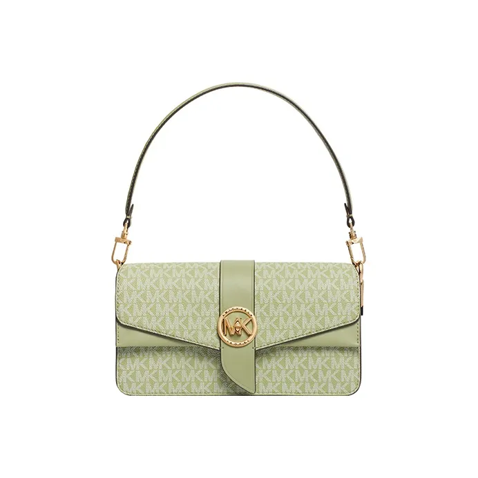 MICHAEL KORS Greenwich Cow Leather Envelope Bag, Shoulder Bag, Crossbody Bag Women's Grass Green-1
