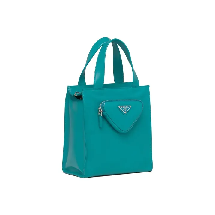 PRADA Sheepskin Handbag Women's Peacock Blue-1