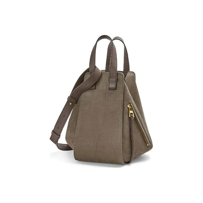 LOEWE Hammock Leather Hammock Bag Handbag Shoulder Bag Crossbody Bag Small Size Women's Olive Green-0