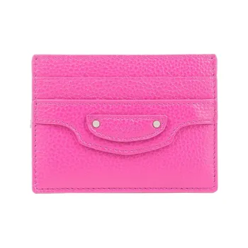 Balenciaga Neo Classic Grained Calfskin Card Clip Card Holder Regular Women's Bright Pink