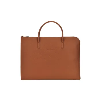 LONGCHAMP Le Foulonné Cow Leather Briefcases Small Size Unisex Brown