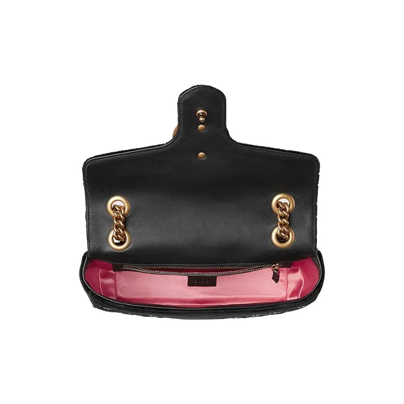 GUCCI Marmont Velvet Chain Bag Crossbody Bag Shoulder Bag Small Size Women's Black-6