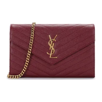SAINT LAURENT Leather Shoulder Bag Women's Deep Red