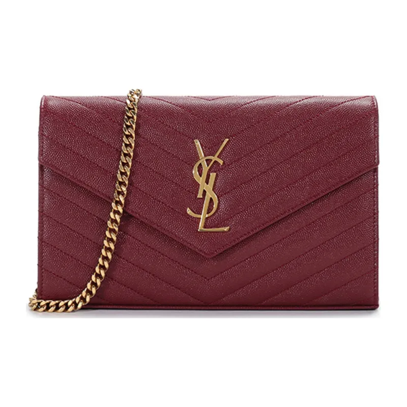 SAINT LAURENT Leather Shoulder Bag Women's Deep Red-0
