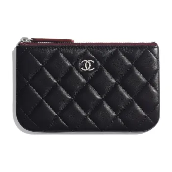 CHANEL Lambskin Coin Purse Pouch Clutch Unisex Black