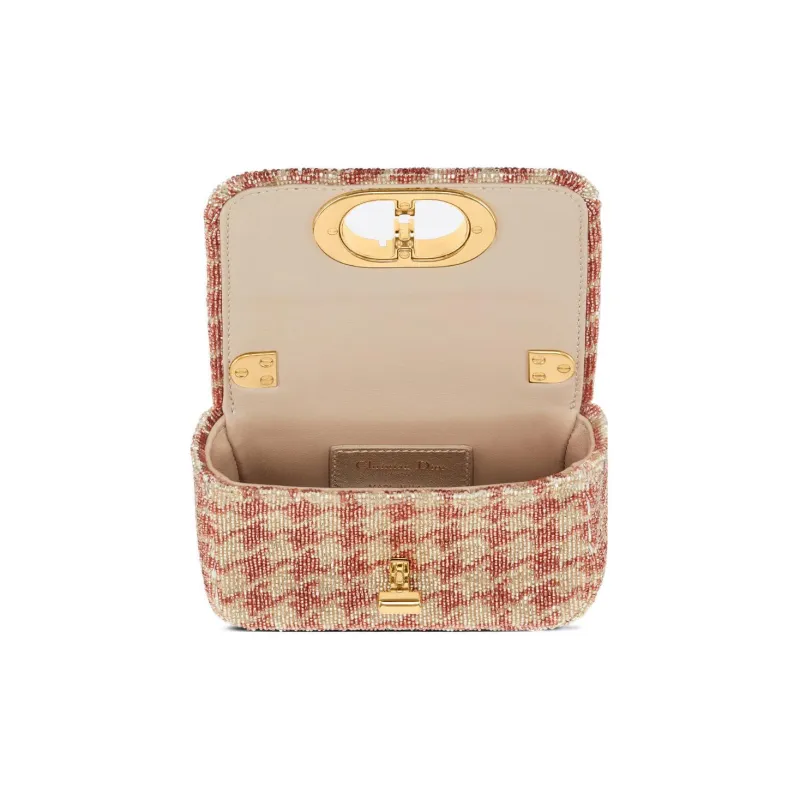 DIOR Caro Embroidered Metal With Leather Shoulder Bag Crossbody Bag Extra Mini Women's Pink-3