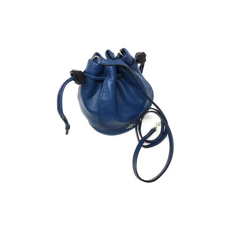 COACH Petal Leather Drawstring Crossbody Portable Bucket Bag Small Size Women's Blue-4