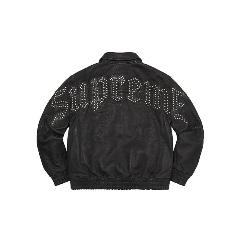 Supreme Pebbled Leather Varsity Jacket-4
