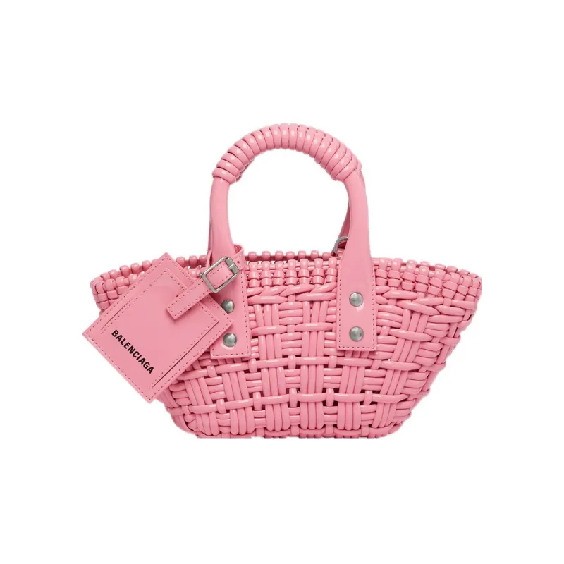 Balenciaga Polyurethane Basket Bag Portable Crossbody Bag Shoulder Bag Women's Pink-0