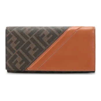 FENDI Coated Canvas With Leather Wallet Regular Men's Brown Multicolor