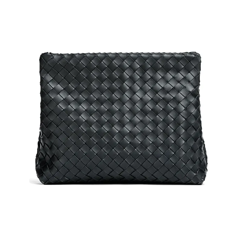 Bottega Veneta Cow Leather Briefcase Storage Clutch Men's Black-0
