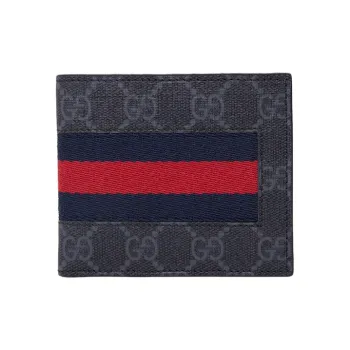 GUCCI Canvas With Leather Wallet Mini Men's Black Gray Color