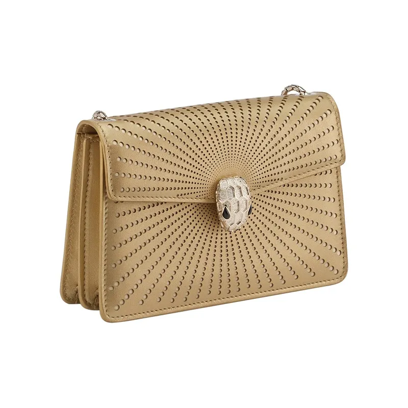 BVLGARI Serpenti Forever Cow Leather Shoulder Bag Crossbody Bag Mini Women's Gold-1