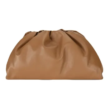 Bottega Veneta Cow Leather Cloud Bag Clutch Large Size Women's Caramel Brown