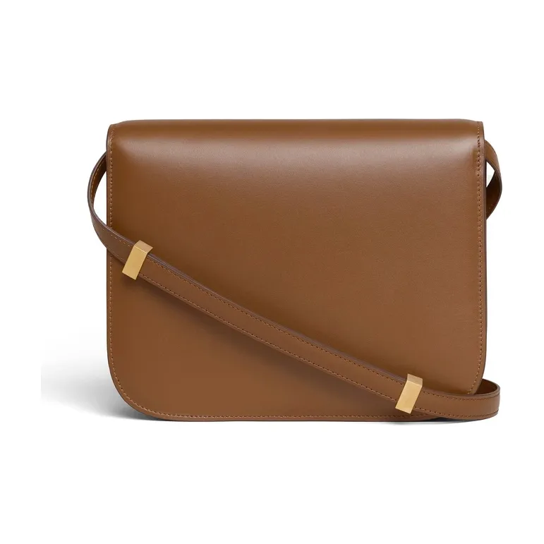 CELINE Classic Bo Polished Cow Leather Tofu Cube Bag, Crossbody Bag, Shoulder Bag Women's Candy/Caramel-2