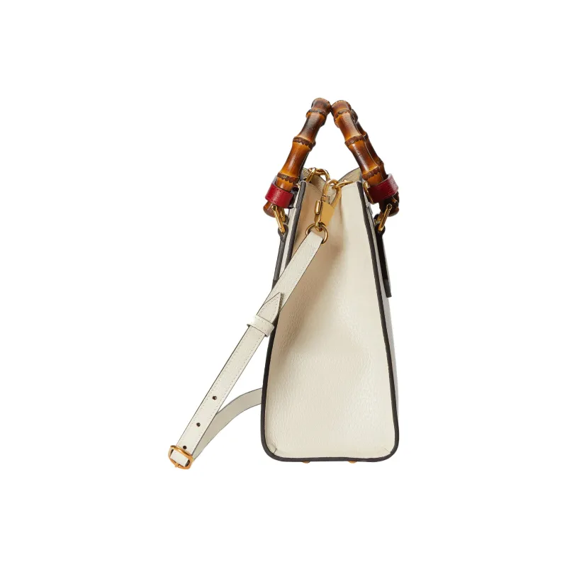 GUCCI Diana Leather Tote Bag, Shopping Bag, Handbag, Shoulder Bag, Crossbody Bag Trumpets Unisex Ecru-4