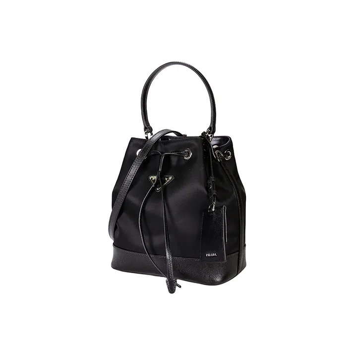 PRADA Nylon Bucket Bags One Shoulder Handbags Small Size Women's Black-2