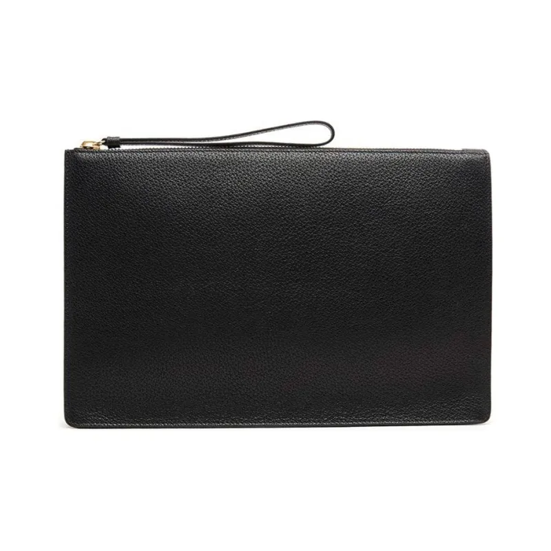 VERSACE Cow Leather Clutch Men's Black-4
