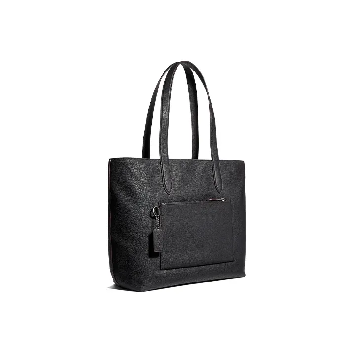 COACH Metropolitan Pebbled Leather Tote Bag Shopping Bag Shoulder Bag Handbag Large Size Men's Black-1