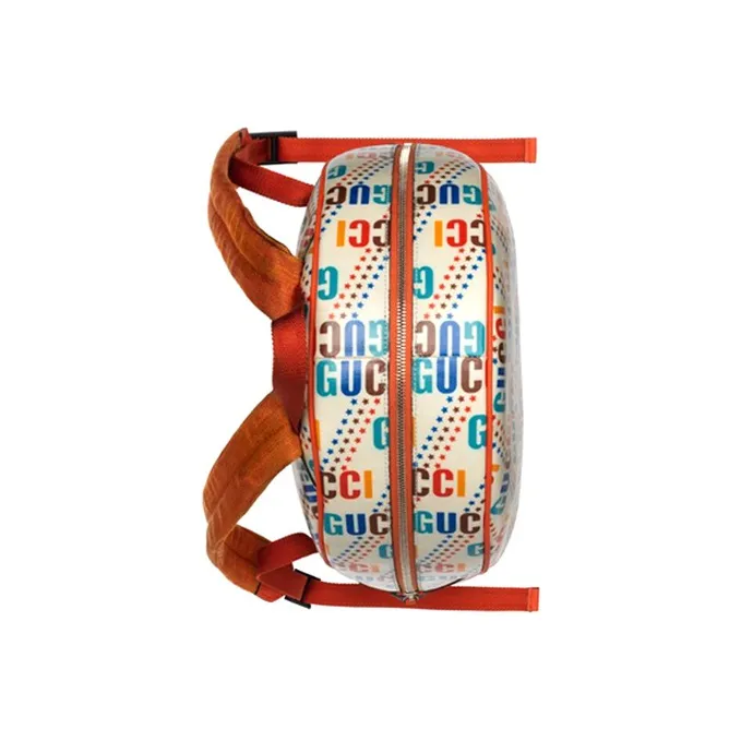 GUCCI Canvas With Leather Backpack Kids' Ecru/Orange-4