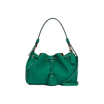 COACH Leather One Shoulder Crossbody Bag Crossbody Bag Bucket Bag Handbag Regular Women's Emerald Green