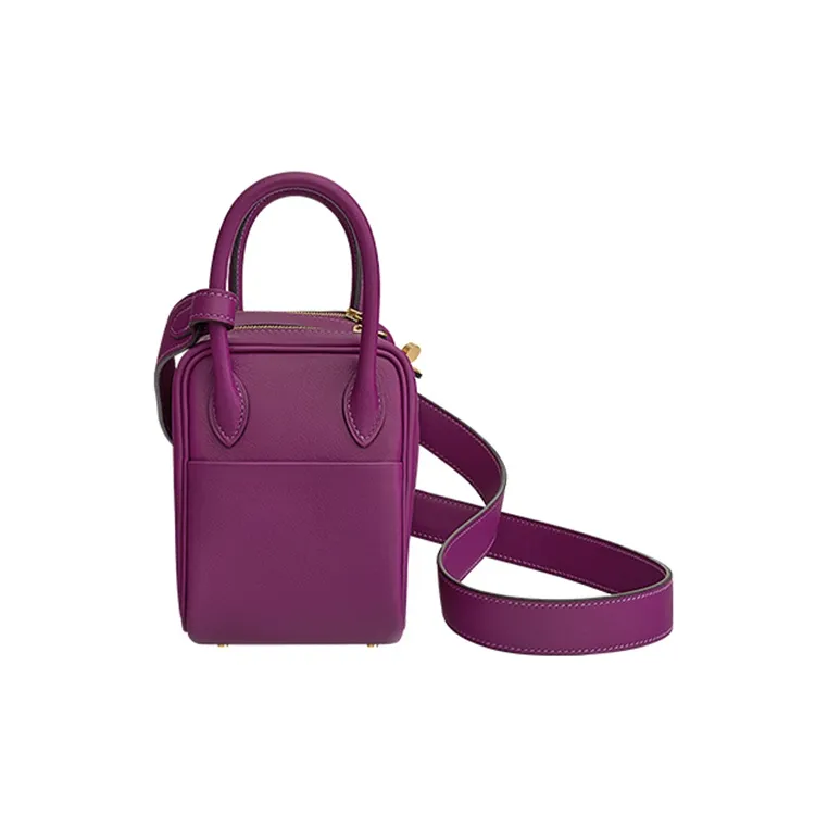 HERMES Lindy Swift Calfskin Handbag Shoulder Bag Crossbody Bag Mini Women's P9 Anemone Sea Cucumber Purple-1