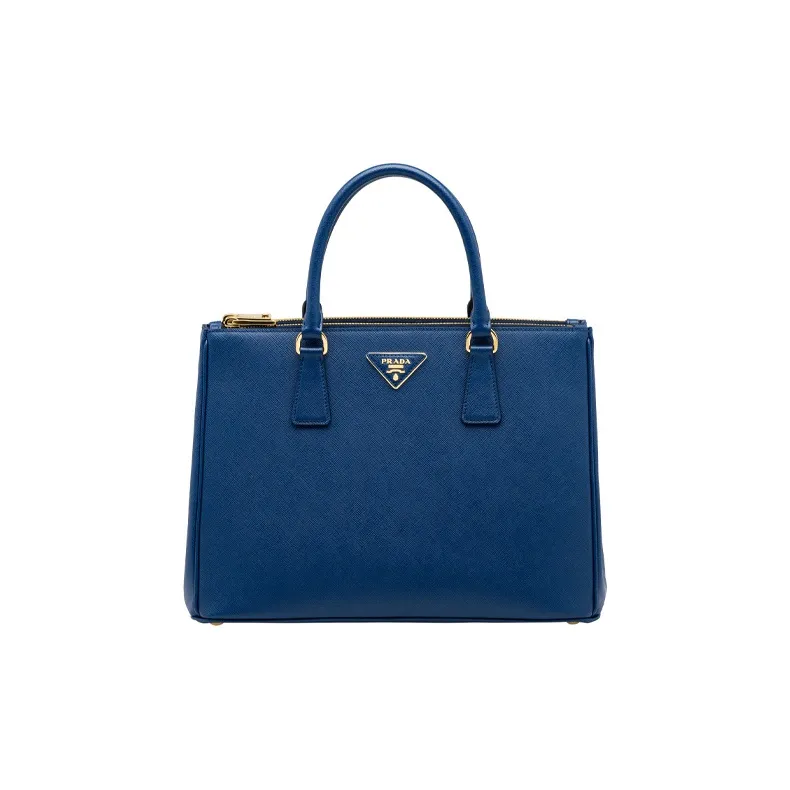 PRADA Saffiano Leather One Shoulder Handbag Crossbody Bag Large Size Women's Blue-0